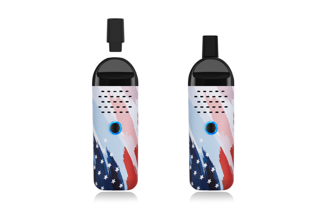 Herby dry herb vaporizer insulating mouthpiece tips showing how to insert into Herby's stars & stripes mouthpiece